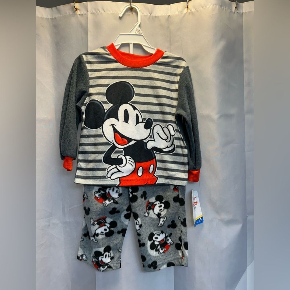 Disney Mickey Mouse Striped Pajama Set - Gray and Red